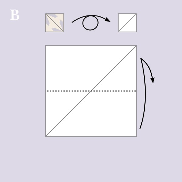 Vouwvoorbeeld Orizuru - Stap B
