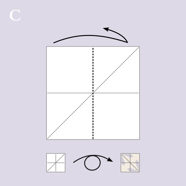 Vouwvoorbeeld Orizuru - Stap C