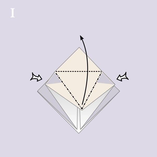 Vouwvoorbeeld Orizuru - Stap I