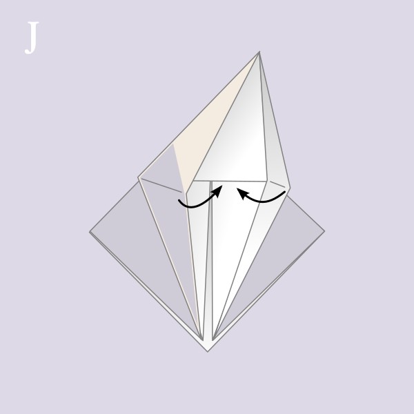 Vouwvoorbeeld Orizuru - Stap J