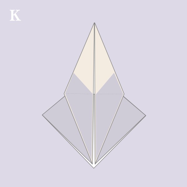 Vouwvoorbeeld Orizuru - Stap K