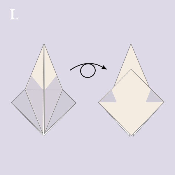 Vouwvoorbeeld Orizuru - Stap L