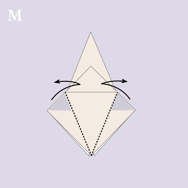 Vouwvoorbeeld Orizuru - Stap M