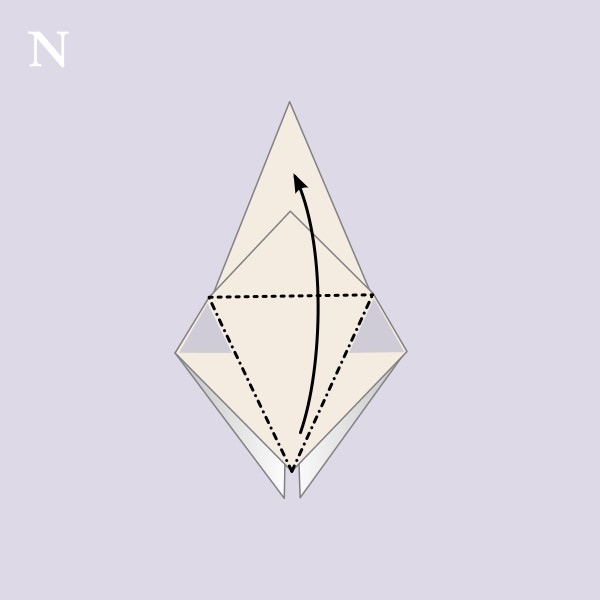 Vouwvoorbeeld Orizuru - Stap N