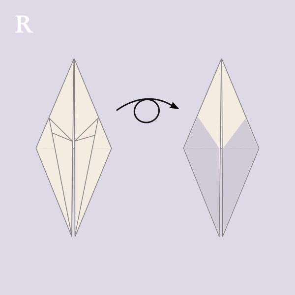 Vouwvoorbeeld Orizuru - Stap R