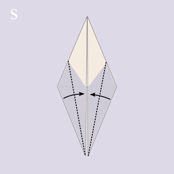 Vouwvoorbeeld Orizuru - Stap S