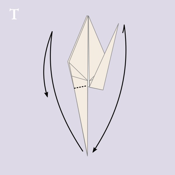 Vouwvoorbeeld Orizuru - Stap T