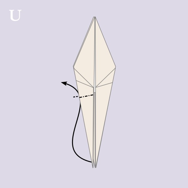 Vouwvoorbeeld Orizuru - Stap U