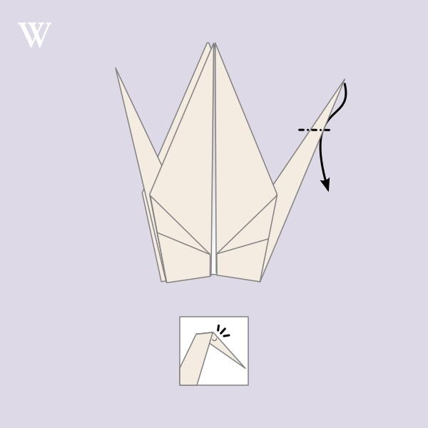 Vouwvoorbeeld Orizuru - Stap W