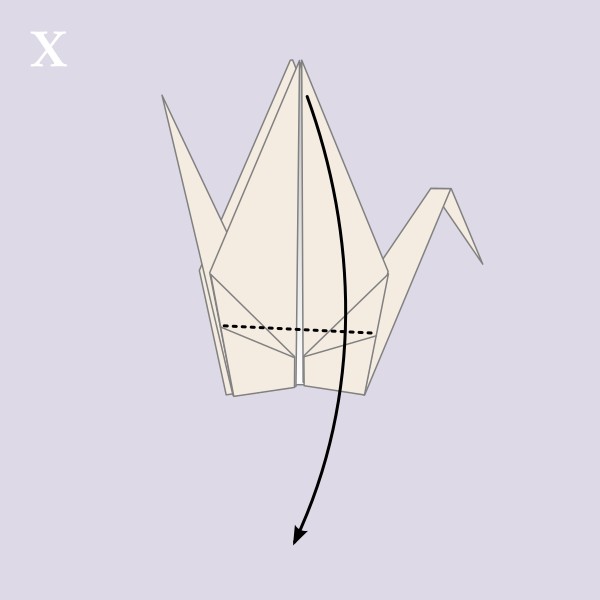 Vouwvoorbeeld Orizuru - Stap X