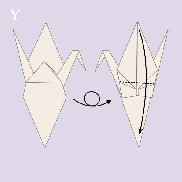 Vouwvoorbeeld Orizuru - Stap Y
